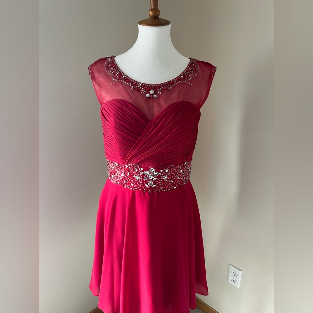 Size 8 cherry red short formal dress